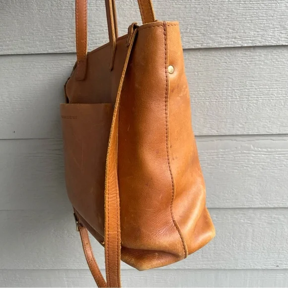 Portland Leather Goods Medium Crossbody Tote Purse Bag Chestnut Brown - Picture 8 of 16